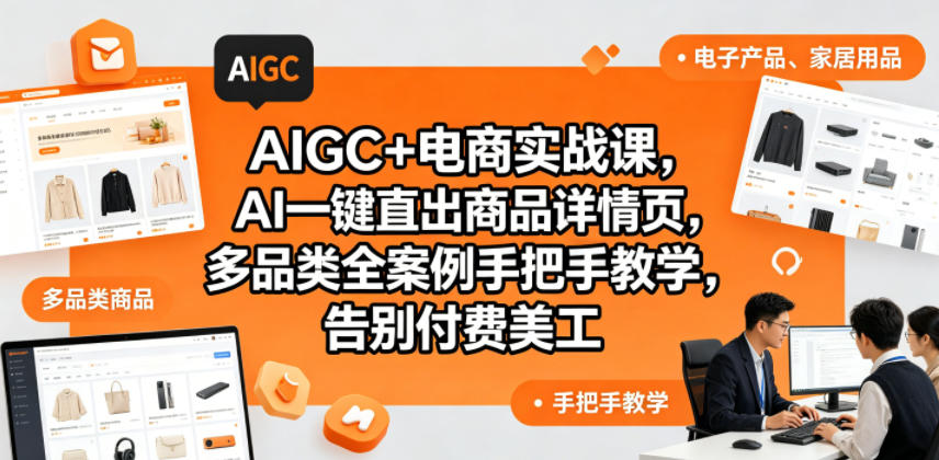 AIGC+电商实战课，AI一键直出商品详情页，多品类全案例手把手教学，告别付费美工亿创资源网_优质资源分享平台_一站式资源获取亿创资源网 | 优质资源分享平台_一站式资源获取
