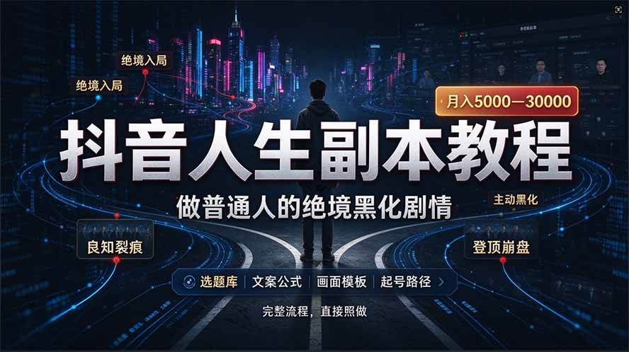 （20734期）抖音爆火AI人生副本赛道，28作品涨粉33万粉丝，看完自己便可产出爆款亿创资源网_优质资源分享平台_一站式资源获取亿创资源网 | 优质资源分享平台_一站式资源获取