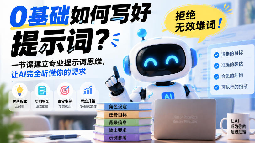 0基础如何写好提示词，拒绝无效堆词！一节课建立专业提示词思维，让AI完全听懂你的需求亿创资源网_优质资源分享平台_一站式资源获取亿创资源网 | 优质资源分享平台_一站式资源获取