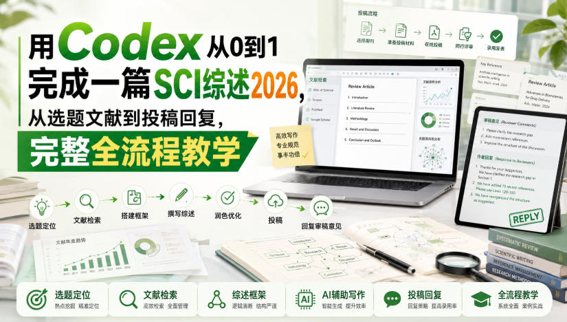 用Codex从0到1完成一篇SCI综述2026,从选题文献到投稿回复,完整全流程教学亿创资源网_优质资源分享平台_一站式资源获取亿创资源网 | 优质资源分享平台_一站式资源获取
