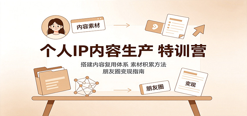 个人IP内容生产特训营:搭建内容复用体系,素材积累方法,朋友圈变现指南亿创资源网_优质资源分享平台_一站式资源获取亿创资源网 | 优质资源分享平台_一站式资源获取