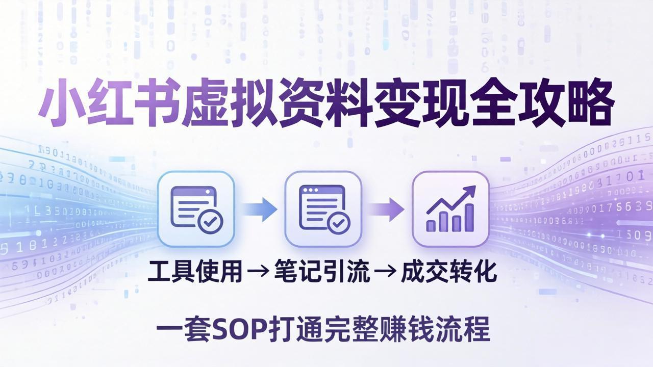 小红书虚拟资料变现全攻略：从工具使用到笔记引流成交，一套 SOP 打通完整赚钱流程亿创资源网_优质资源分享平台_一站式资源获取亿创资源网 | 优质资源分享平台_一站式资源获取