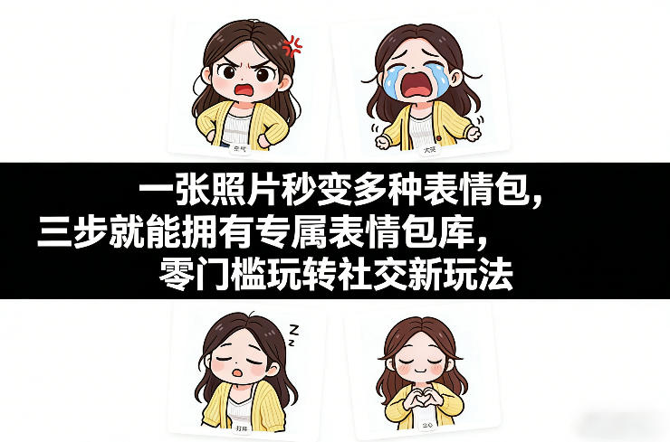 一张照片秒变多种表情包,三步就能拥有专属表情包库,零门槛玩转社交新玩法【文档】亿创资源网_优质资源分享平台_一站式资源获取亿创资源网 | 优质资源分享平台_一站式资源获取