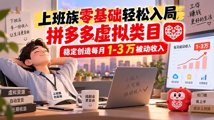 （20250期）上班族零基础轻松入局，拼多多虚拟类目，稳定创造每月 1-3 万被动收入亿创资源网_优质资源分享平台_一站式资源获取亿创资源网 | 优质资源分享平台_一站式资源获取