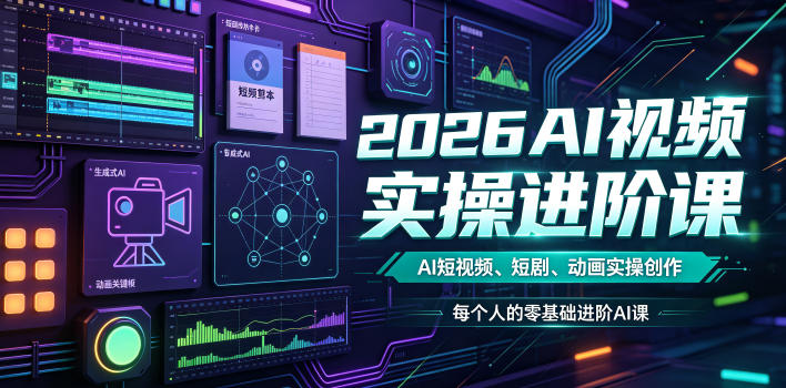 2026AI视频实操进阶课，AI短视频、短剧、动画实操创作，每个人的零基础进阶ai课（更新0825）亿创资源网_优质资源分享平台_一站式资源获取亿创资源网 | 优质资源分享平台_一站式资源获取