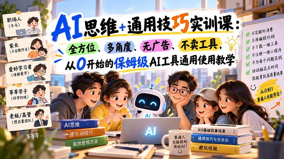 (20680期)AI思维+通用技巧实训课:全方位、多角度、无广告、不卖工具,从0开始的保姆级AI工具通用使用教学亿创资源网_优质资源分享平台_一站式资源获取亿创资源网 | 优质资源分享平台_一站式资源获取