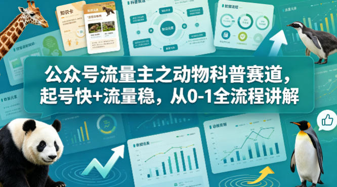 公众号流量主之动物科普赛道，起号快+流量稳，从0-1全流程讲解亿创资源网_优质资源分享平台_一站式资源获取亿创资源网 | 优质资源分享平台_一站式资源获取