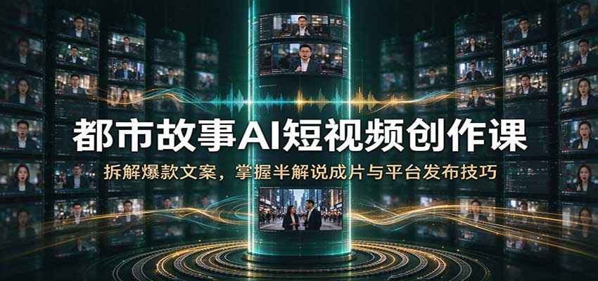 都市故事AI短视频创作课：拆解爆款文案，掌握半解说成片与平台发布技巧亿创资源网_优质资源分享平台_一站式资源获取亿创资源网 | 优质资源分享平台_一站式资源获取