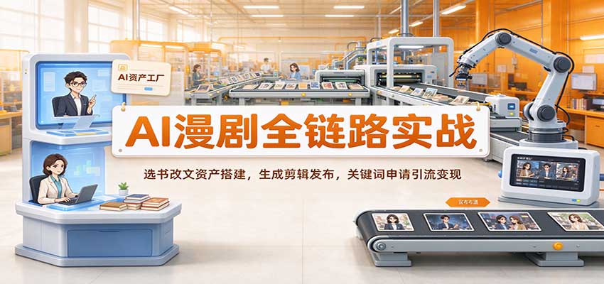 AI漫剧全链路实战：选书改文资产搭建，生成剪辑发布，关键词申请引流变现亿创资源网_优质资源分享平台_一站式资源获取亿创资源网 | 优质资源分享平台_一站式资源获取