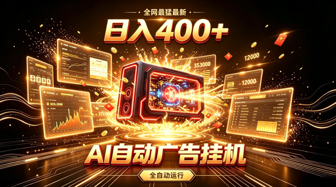 全网最猛最新的AI自动广告挂G，狠收益日入400+，真正做到躺賺式变现【揭秘】亿创资源网_优质资源分享平台_一站式资源获取亿创资源网 | 优质资源分享平台_一站式资源获取