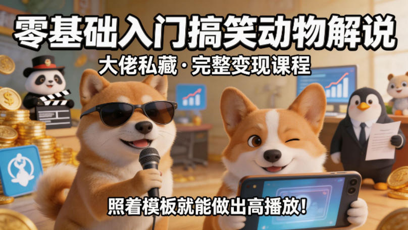零基础入门搞笑动物解说，大佬私藏完整变现课程，照着模板就能做出高播放亿创资源网_优质资源分享平台_一站式资源获取亿创资源网 | 优质资源分享平台_一站式资源获取