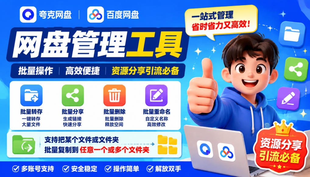 夸克网盘批量文件重命名,批量转存、批量分享、批量复制,内置AI功能亿创资源网_优质资源分享平台_一站式资源获取亿创资源网 | 优质资源分享平台_一站式资源获取