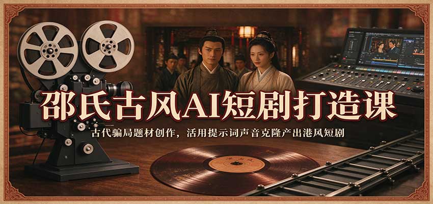 邵氏古风AI短剧打造课：古代骗局题材创作，活用提示词声音克隆产出港风短剧亿创资源网_优质资源分享平台_一站式资源获取亿创资源网 | 优质资源分享平台_一站式资源获取