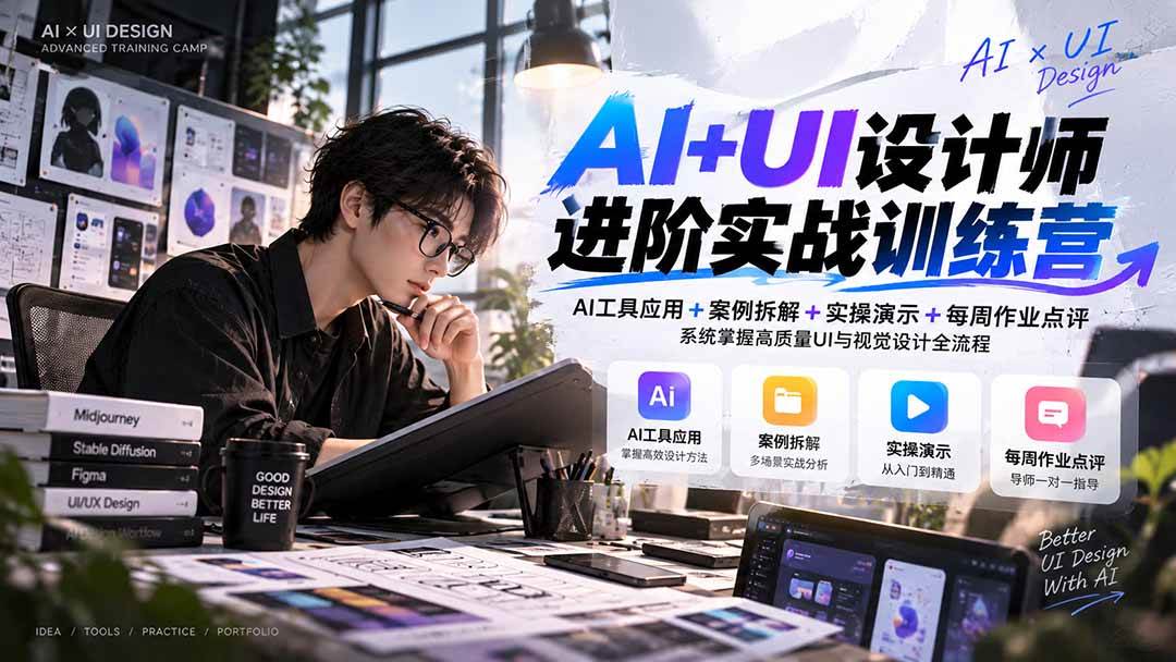 （20905期）【无水印】AI+UI设计师进阶训练营-第4期：AI工具应用+案例拆解+实操演示+作业点评，掌握高质量UI与视觉设计全流程亿创资源网_优质资源分享平台_一站式资源获取亿创资源网 | 优质资源分享平台_一站式资源获取