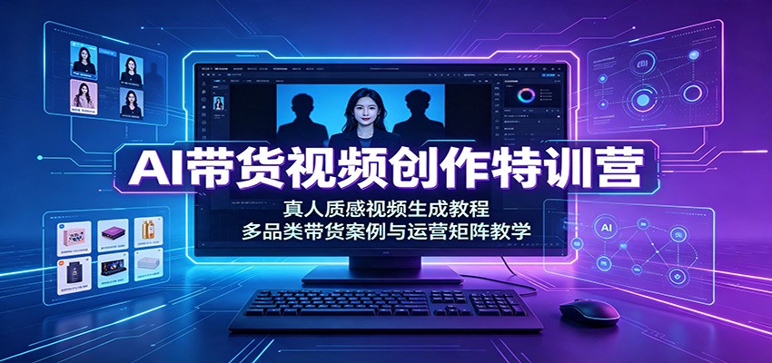 AI带货视频创作特训营:真人质感视频生成教程,多品类带货案例与运营矩阵教学亿创资源网_优质资源分享平台_一站式资源获取亿创资源网 | 优质资源分享平台_一站式资源获取