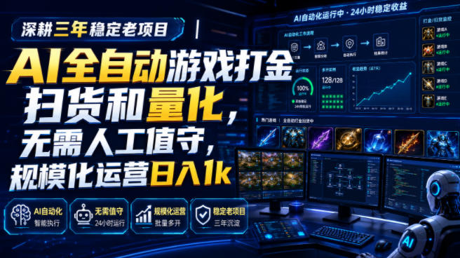 全自动游戏打金和皮肤扫货，规模化运营日入10张，深耕三年稳定老项目！亿创资源网_优质资源分享平台_一站式资源获取亿创资源网 | 优质资源分享平台_一站式资源获取