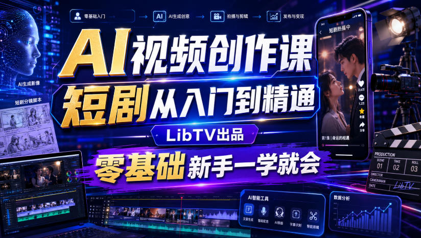 AI视频创作课，短剧从入门到精通，LibTV出品，零基础新手一学就会亿创资源网_优质资源分享平台_一站式资源获取亿创资源网 | 优质资源分享平台_一站式资源获取