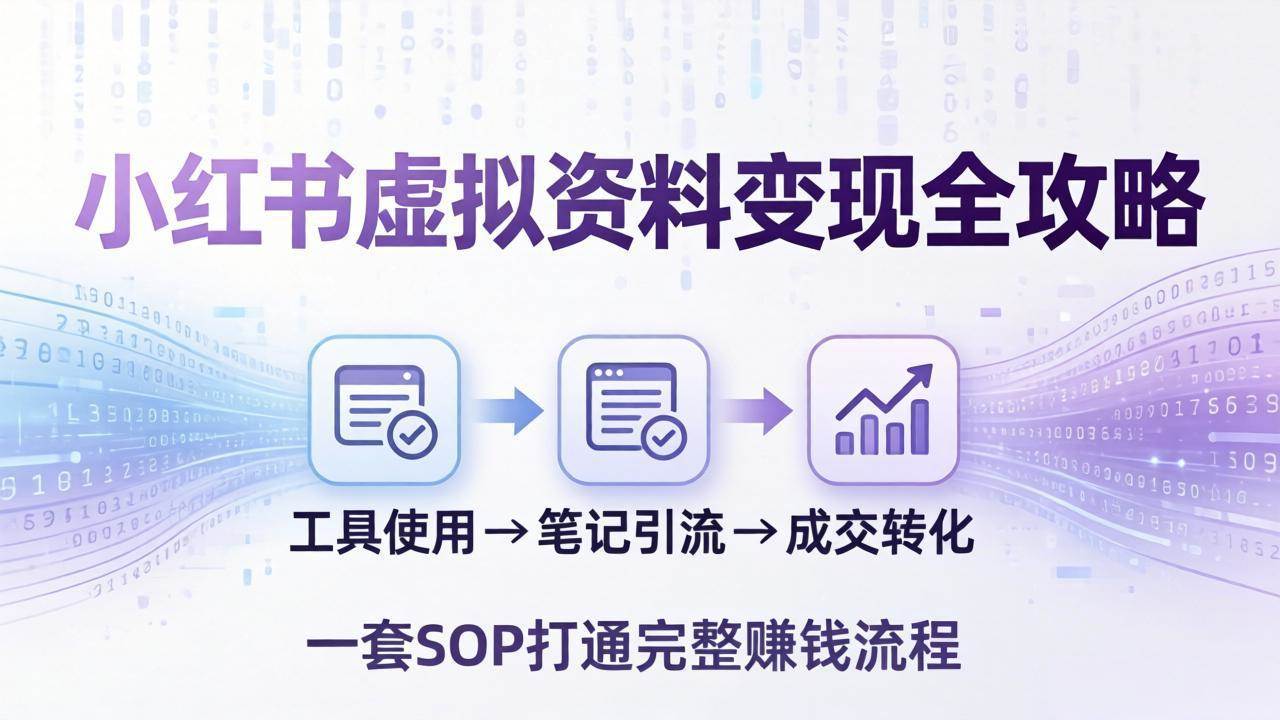 （17801期）小红书虚拟资料变现全攻略：从工具使用到笔记引流成交，一套 SOP 打通完整赚钱流程