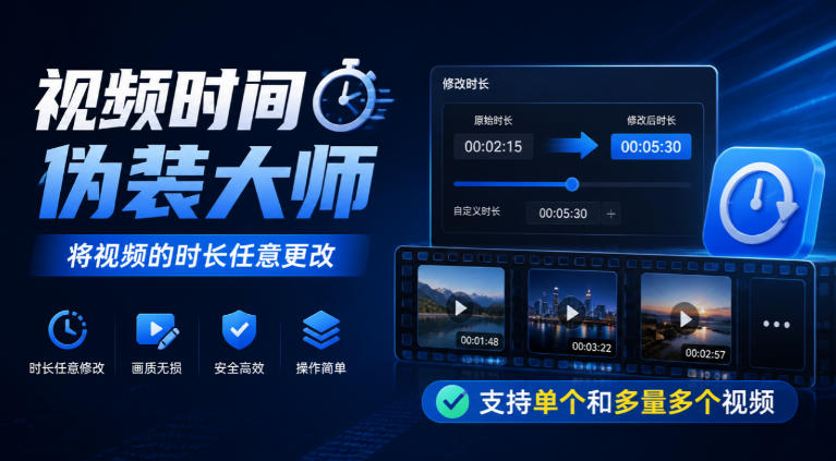 视频时间伪装大师，将视频的时长任意更改，支持单个和多量多个视频亿创资源网_优质资源分享平台_一站式资源获取亿创资源网 | 优质资源分享平台_一站式资源获取