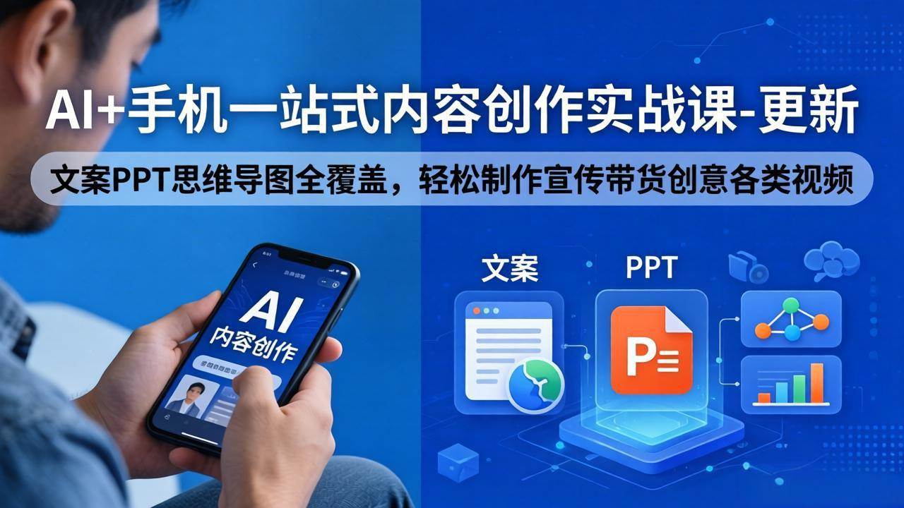 （18204期）AI+手机一站式内容创作实战课-更新，文案PPT思维导图全覆盖，轻松制作宣传带货创意各类视频亿创资源网_优质资源分享平台_一站式资源获取亿创资源网 | 优质资源分享平台_一站式资源获取