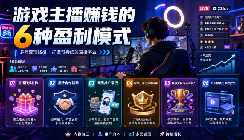 付费文章:游戏主播賺钱的6种盈利模式亿创资源网_优质资源分享平台_一站式资源获取亿创资源网 | 优质资源分享平台_一站式资源获取