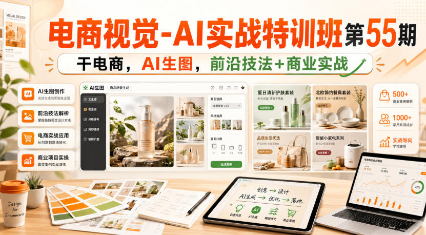 电商视觉-AI实战特训班第55期,干电商,AI生图,前沿技法+商业实战亿创资源网_优质资源分享平台_一站式资源获取亿创资源网 | 优质资源分享平台_一站式资源获取
