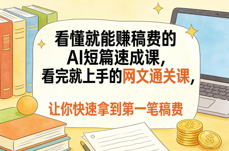 看懂就能賺稿费的AI短篇速成课，看完就上手的网文通关课，让你快速拿到第一笔稿费（更新8月）亿创资源网_优质资源分享平台_一站式资源获取亿创资源网 | 优质资源分享平台_一站式资源获取
