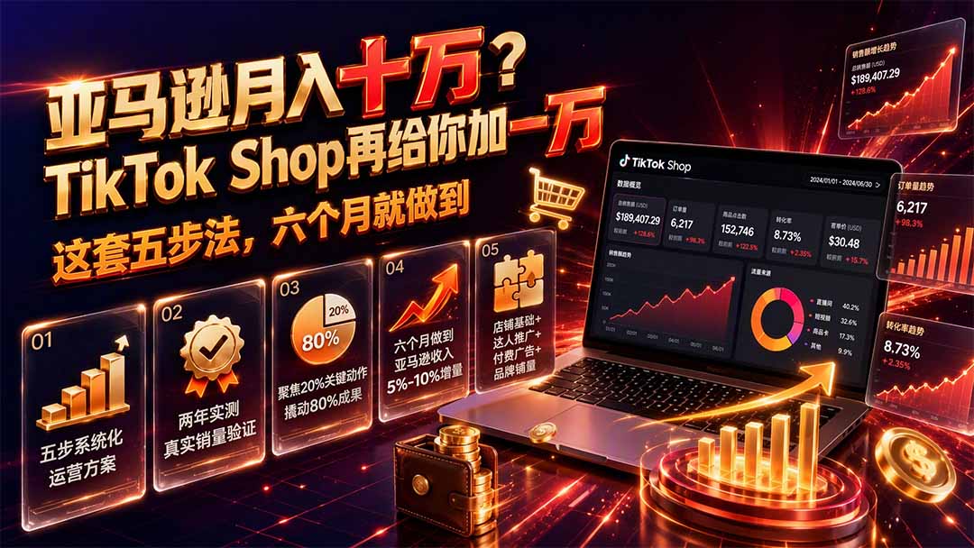 亚马逊月入十万？TikTok Shop再给你加一万——这套五步法，六个月就做到【原创双语字幕】亿创资源网_优质资源分享平台_一站式资源获取亿创资源网 | 优质资源分享平台_一站式资源获取