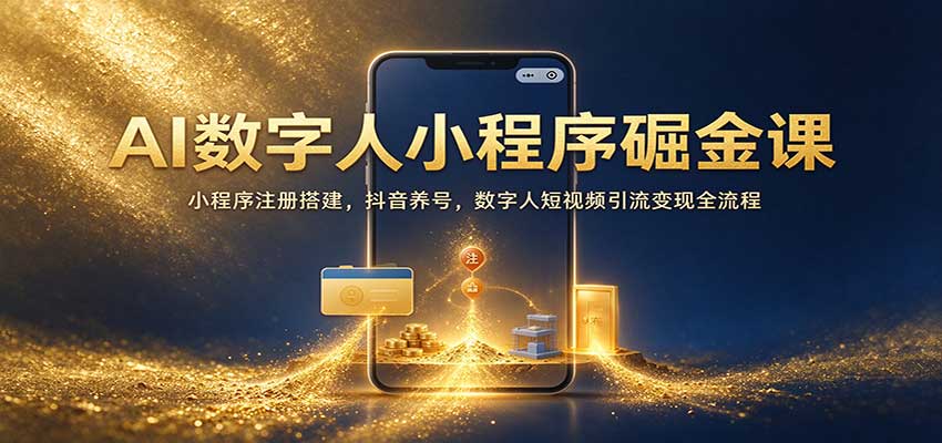 AI数字人小程序掘金课:小程序注册搭建,抖音养号,数字人短视频引流变现全流程亿创资源网_优质资源分享平台_一站式资源获取亿创资源网 | 优质资源分享平台_一站式资源获取