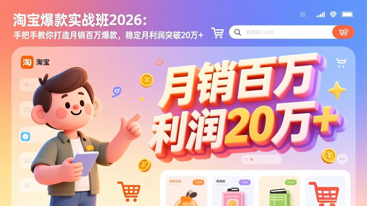 淘宝爆款实战班-2026年2月更新：手把手教你打造月销百万爆款，稳定月利润突破20万+亿创资源网_优质资源分享平台_一站式资源获取亿创资源网 | 优质资源分享平台_一站式资源获取