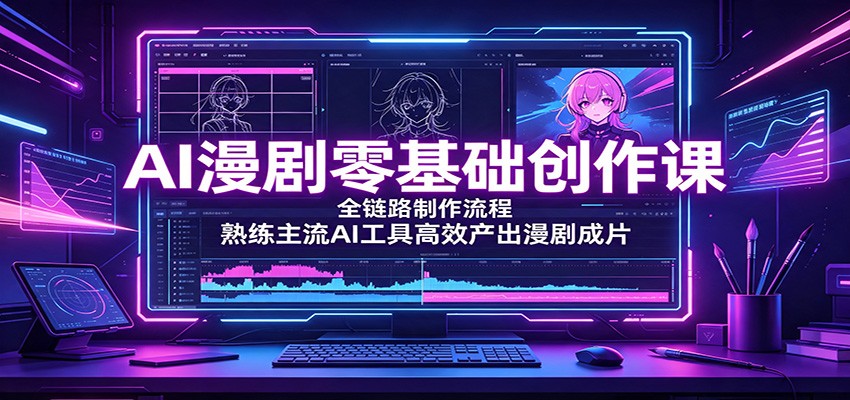 AI漫剧零基础创作课：全链路制作流程，熟练主流AI工具高效产出漫剧成片亿创资源网_优质资源分享平台_一站式资源获取亿创资源网 | 优质资源分享平台_一站式资源获取