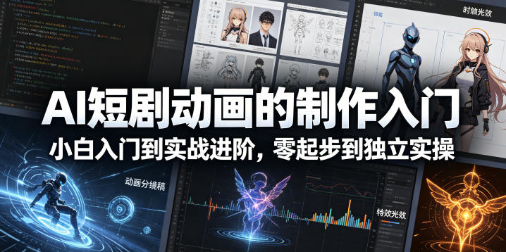 AI短剧动画的制作入门，小白入门到实战进阶，零起步到独立实操亿创资源网_优质资源分享平台_一站式资源获取亿创资源网 | 优质资源分享平台_一站式资源获取