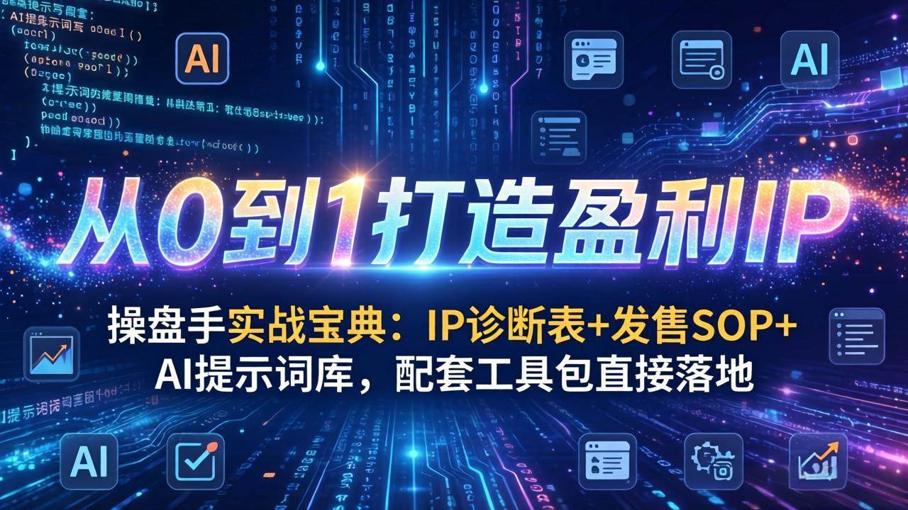 （17593期）操盘手实战宝典：IP诊断表+发售SOP+AI提示词库，配套工具包直接落地，从0到1打造盈利IP亿创资源网_优质资源分享平台_一站式资源获取亿创资源网 | 优质资源分享平台_一站式资源获取