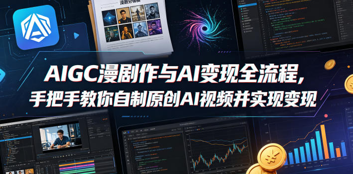 AIGC漫剧创作与AI变现全流程，手把手教你自制原创AI视频并实现变现亿创资源网_优质资源分享平台_一站式资源获取亿创资源网 | 优质资源分享平台_一站式资源获取