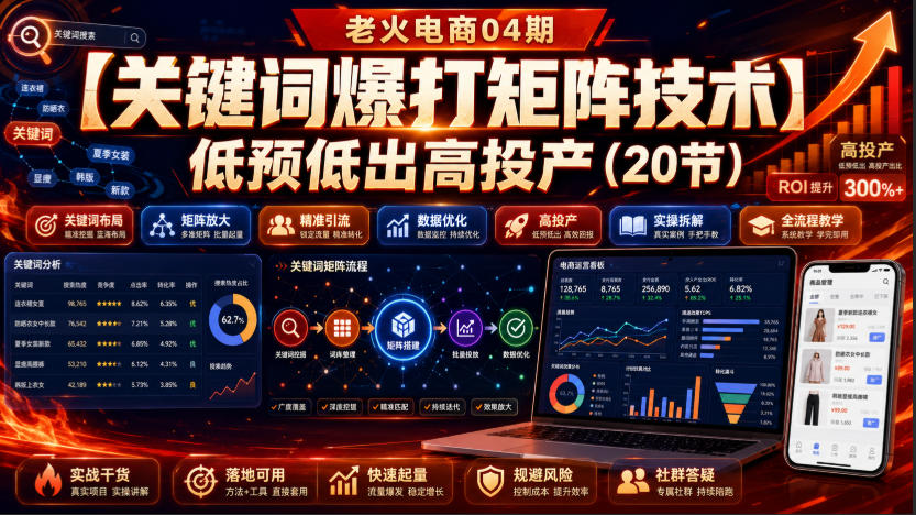 老火电商04期：【关键词爆打矩阵技术】低预低出高投产（20节）亿创资源网_优质资源分享平台_一站式资源获取亿创资源网 | 优质资源分享平台_一站式资源获取