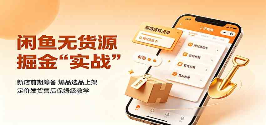 闲鱼无货源掘金实战:新店前期筹备,爆品选品上架,定价发货售后保姆级教学亿创资源网_优质资源分享平台_一站式资源获取亿创资源网 | 优质资源分享平台_一站式资源获取