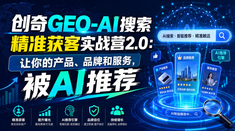 创奇GEO-AI搜索精准获客实战营2.0：让你的产品、品牌和服务，被AI推荐亿创资源网_优质资源分享平台_一站式资源获取亿创资源网 | 优质资源分享平台_一站式资源获取
