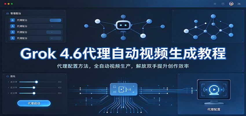 Grok 4.6代理自动视频生成教程：代理配置方法，全自动视频生产，解放双手提升创作效率亿创资源网_优质资源分享平台_一站式资源获取亿创资源网 | 优质资源分享平台_一站式资源获取