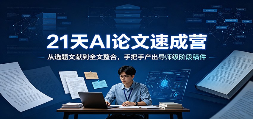 21天AI论文速成营：从选题文献到全文整合，手把手产出导师级阶段稿件亿创资源网_优质资源分享平台_一站式资源获取亿创资源网 | 优质资源分享平台_一站式资源获取