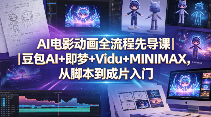 AI电影动画全流程先导课｜豆包AI+即梦+Vidu+MINIMAX，从脚本到成片入门亿创资源网_优质资源分享平台_一站式资源获取亿创资源网 | 优质资源分享平台_一站式资源获取
