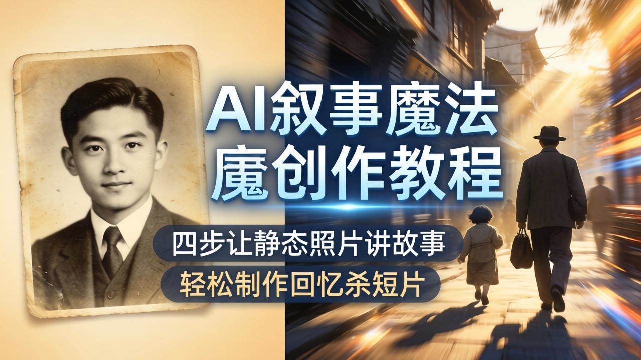（18208期）AI叙事魔法创作教程，四步让静态照片讲故事，老照片修复加动态特效，轻松制作回忆杀短片亿创资源网_优质资源分享平台_一站式资源获取亿创资源网 | 优质资源分享平台_一站式资源获取