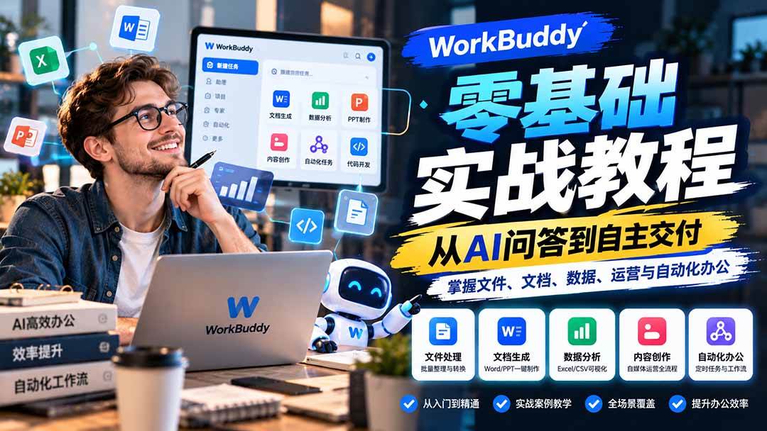 （20827期）WorkBuddy零基础实战教程：从AI问答到自主交付，掌握文件、文档、数据、运营与自动化办公亿创资源网_优质资源分享平台_一站式资源获取亿创资源网 | 优质资源分享平台_一站式资源获取