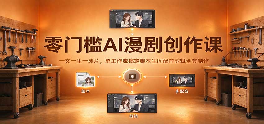 零门槛AI漫剧创作课：一文一生一成片，单工作流搞定脚本生图配音剪辑全套制作亿创资源网_优质资源分享平台_一站式资源获取亿创资源网 | 优质资源分享平台_一站式资源获取