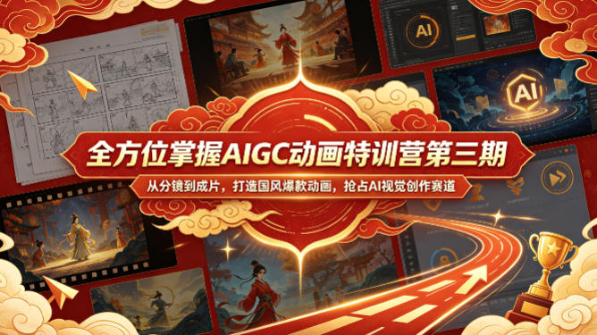 全方位掌握AIGC动画特训营第三期，从分镜到成片，打造国风爆款动画，抢占AI视觉创作赛道红利亿创资源网_优质资源分享平台_一站式资源获取亿创资源网 | 优质资源分享平台_一站式资源获取