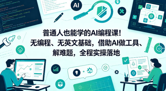 普通人也能学的AI编程课！无编程、无英文基础，借助AI做工具、解难题，全程实操落地亿创资源网_优质资源分享平台_一站式资源获取亿创资源网 | 优质资源分享平台_一站式资源获取