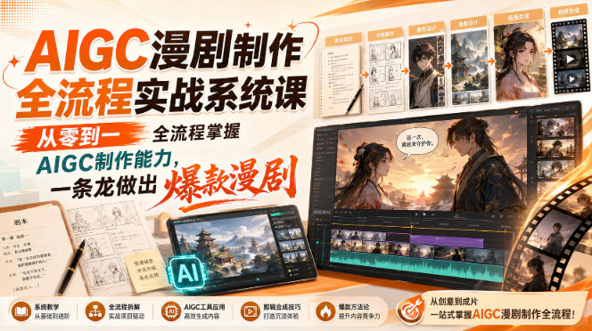 AIGC漫剧制作全流程实战系统课，从零到一全流程掌握AIGC制作能力，一条龙做出爆款漫剧亿创资源网_优质资源分享平台_一站式资源获取亿创资源网 | 优质资源分享平台_一站式资源获取
