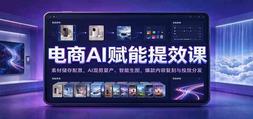 电商AI赋能提效课：素材储存配置，AI混剪量产、智能生图，爆款内容复刻与投放分发亿创资源网_优质资源分享平台_一站式资源获取亿创资源网 | 优质资源分享平台_一站式资源获取
