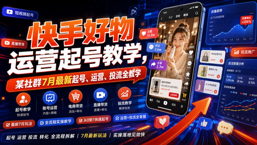 快手好物运营起号教学，某社群7月最新起号、运营、投流全教学亿创资源网_优质资源分享平台_一站式资源获取亿创资源网 | 优质资源分享平台_一站式资源获取