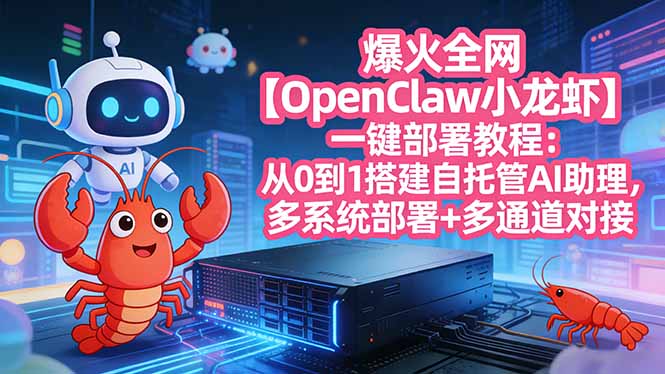 爆火全网【OpenClaw 小龙虾】一键部署教程：从0到1搭建自托管AI助理，多系统部署+多通道对接亿创资源网_优质资源分享平台_一站式资源获取亿创资源网 | 优质资源分享平台_一站式资源获取