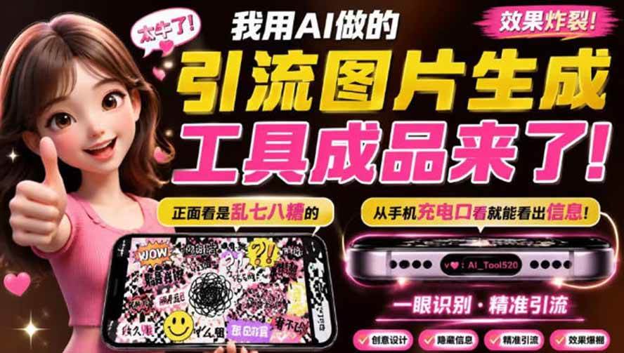 （20182期）自媒体引流工具来了，把你的微信藏到图片中，正面看是乱七八糟的乱码，手机平躺从充电口看就能看出实际内容亿创资源网_优质资源分享平台_一站式资源获取亿创资源网 | 优质资源分享平台_一站式资源获取